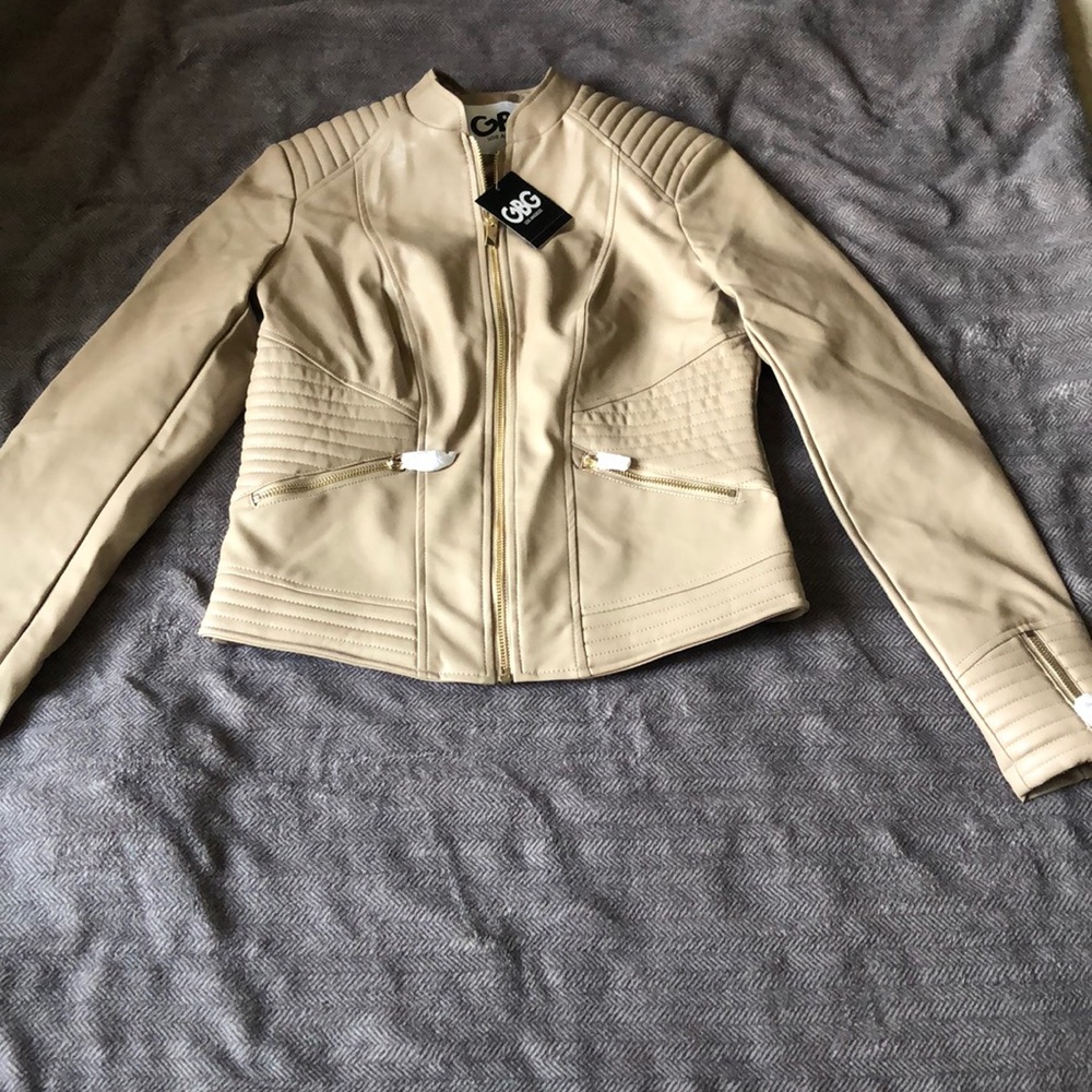 Taupe leather jacket from G by Guess